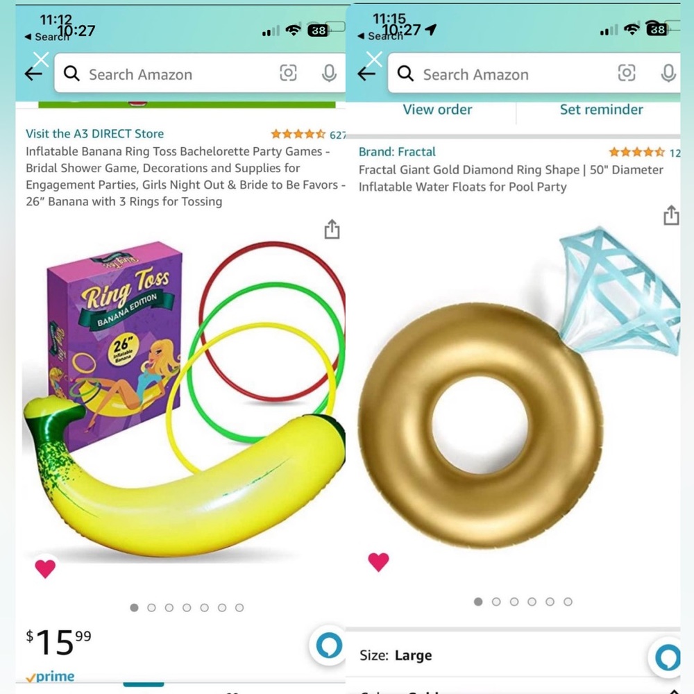 Women’s bachelorette games and inflatables ring and banana toss.  Used one time